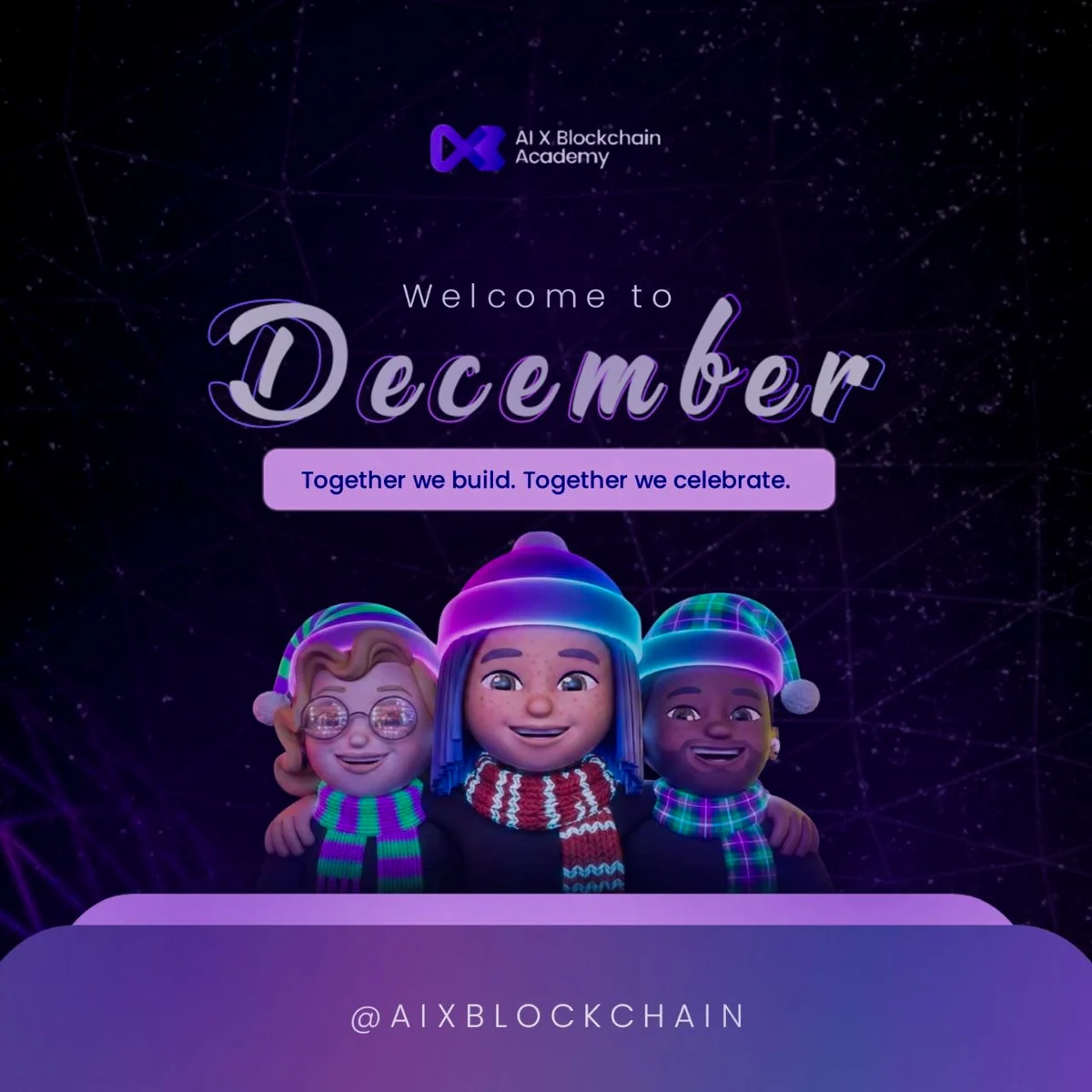 AI x Blockchain Academy December seasonal creative