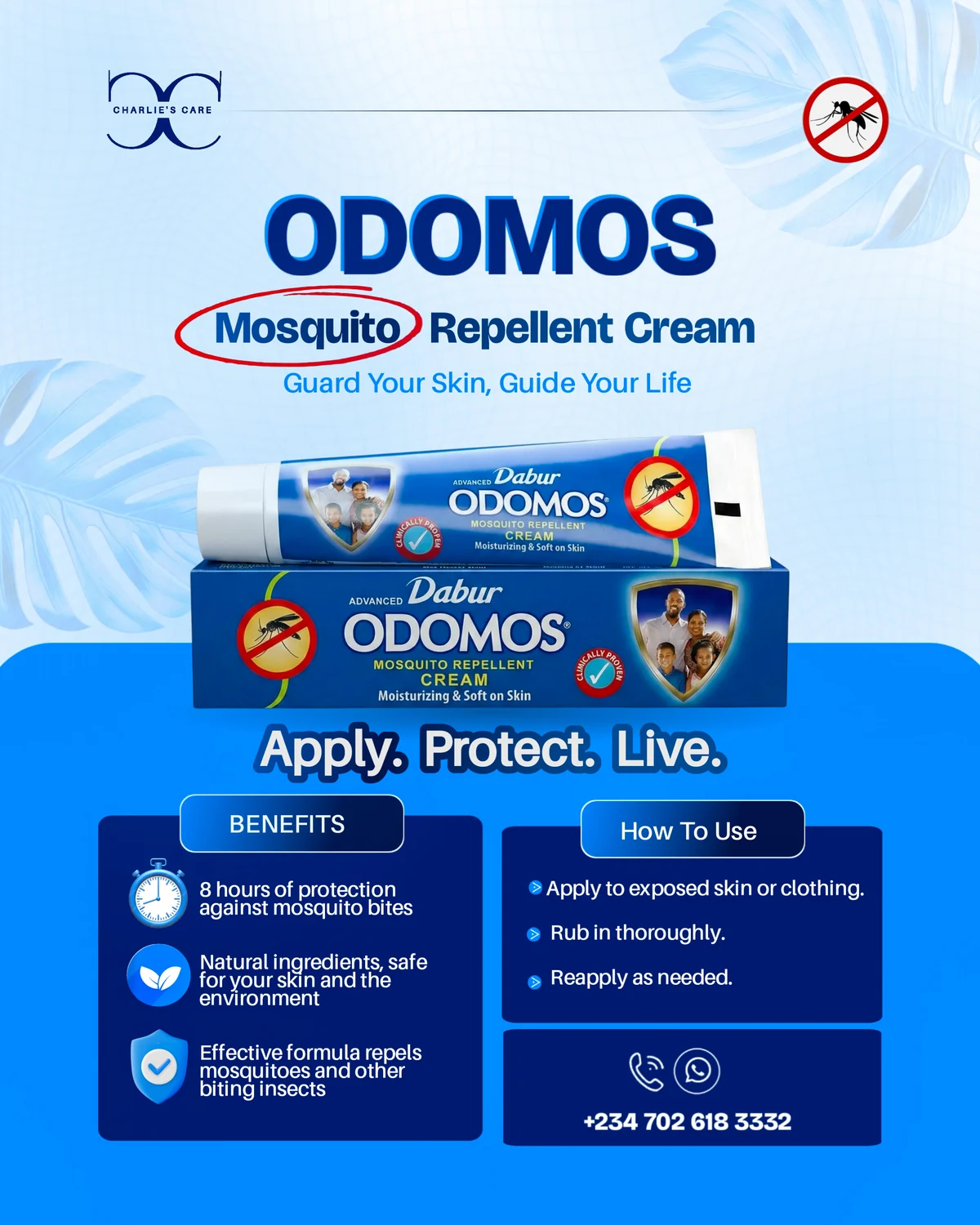 Odomos mosquito repellent product campaign graphic